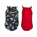 Foodie Puppies Dog Winter Clothes Reversible Pet Jacket - (Black, 30 inch) Printed Warm Fleece Coat Windproof, Water Resistant Padded Cold Weather Comfortable Wearing Coat, Adjustable with Velcro Tape