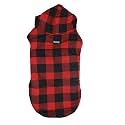 Foodie Puppies Dog Winter Clothes Reversible Pet Jacket - (Red &amp; Black, 10 inch) Printed Warm Fleece Coat Windproof, Water Resistant Padded Cold Weather Comfortable Coat, Adjustable with Velcro Tape