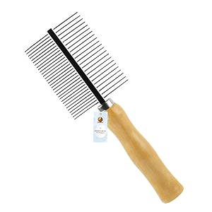 foodie puppies double side steel needles comb for dogs and cats - wooden comb  grooming rake shedding comb for dogs cats - cleaning supplies wooden dual-side
