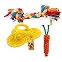 Foodie Puppies 3-in-1 Cotton Rope Chew Toy Combo for Small Dogs &amp; Puppies | Durable, Safe Braided Rope Toys for Teething, Playing, Fetching &amp; Training (2Knot, Carrot and Slipper) (Color May Vary)