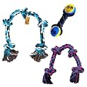 Foodie Puppies Durable Cotton Rope Chew Toy Combo of 3, (4Knot, 5Knot, Double Tennis) | Chewing, Playing, Teething and Training for Large Dogs and Aggressive Chewer (Color May Vary)