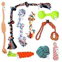 Foodie Puppies 9-in-1 Cotton Rope Chew Toys Combo Festival Gift Box - (2Knt + 3Knt + 5Knt + Twisted + Carrot + Ball + Dumbbell + DummyRope + 2Knot Ball) for Small to Medium Dogs (Color May Vary)