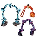 Foodie Puppies Durable Cotton Rope Chew Toy Combo of 3, (4Knot, 5Knot, Half Round) | Chewing, Playing, Teething and Training for Large Dogs and Aggressive Chewer (Color May Vary)