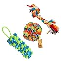Foodie Puppies Durable Cotton Rope Chew Toy - 3 in 1 Combo (Color May Vary) | Chewing, Gum Exercise, Teething, and Training for Small to Medium Size Dogs and Puppies