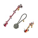 Foodie Puppies Durable Cotton Rope Chew Toy Combo of 3, (2Knot + 4Knot + Handle Rope) | Chewing, Playing, Teething and Training for Small to Medium Size Dogs (Color May Vary)