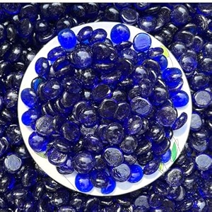 foodie puppies flat glass clear stone 10kg metallic blue 2cm - 25cm for aquariums fireplace firepit glass for indoor and outdoor vase filler hydroponics plants home decor and diy craft