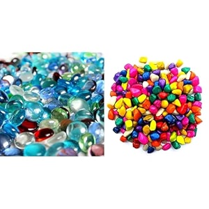 foodie puppies flat glass clear stone 2kg mixed-color amp foodie puppies colored decorative multicolor stones - 3kg small