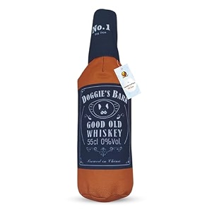 foodie puppies squeaky whiskey bottle plush dog toy for dogs - doggies bark  cotton stuffed chew toy for teething play amp training for puppies amp small to medium dogs size 27cm