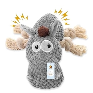 foodie puppies interactive dog squeaky plush toy green rhino  crinkle paper cotton-stuffed rubber vest chew toy for teething cuddling playing amp training for small to medium dogs