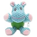 Foodie Puppies Interactive Dog Squeaky Plush Toy (Blue Hippo, Medium) | Crinkle Paper, Rubber Vest Chew Toy for Teething, Cuddling, Playing &amp; Training for Small to Medium Dogs