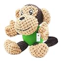 Foodie Puppies Interactive Dog Squeaky Plush Toy (Brown Monkey, Medium) | Crinkle Paper, Cotton-Stuffed, Rubber Vest Chew Toy for Teething, Cuddling, Playing & Training for Small to Medium Dogs