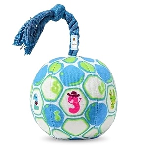 foodie puppies interactive rope plush ball toy for puppies amp small dogs  soft cotton-filled plush rope handle ball with sound amp cute cartoon design