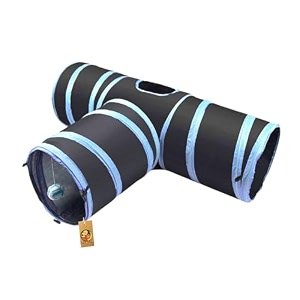 foodie puppies interactive foldable hiding 3-way cats tunnel with hanging ball blue t-shape tunnel  maze toy puzzle amp training cave suitable for cat kitten rabbit guinea pig amp puppies