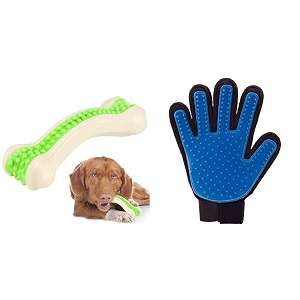 foodie puppies interactive non-toxic nylon arched bone medium amp pet hair remover massage tool true touch glove