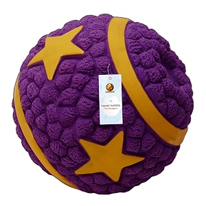 foodie puppies interactive non-toxic soft latex squeaky chew toy for puppies and small dogs purple star ball - small  chewing floating training amp bouncing  reduce separation anxiety size 5cm