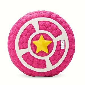 foodie puppies interactive non-toxic soft latex squeaky chew toy for puppies and small dogs pink pie - small  chewing floating training and bouncing  reduce separation anxiety