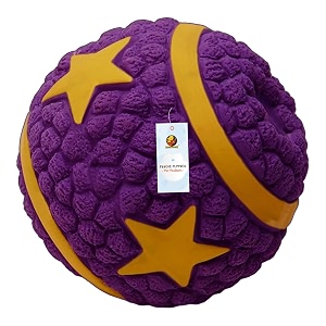 foodie puppies interactive non-toxic soft latex squeaky chew toy for small to medium dogs purple star ball - large  chewing floating training and bouncing  reduce separation anxiety