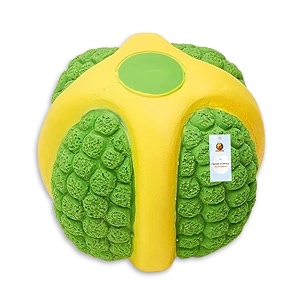 foodie puppies interactive non-toxic soft latex squeaky chew toy for small to medium dogs green melon ball - large  chewing floating training and bouncing  reduce separation anxiety