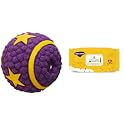 Foodie Puppies Interactive Non-Toxic Soft Latex Squeaky Ball Chew Toy (Star Purple Ball - Large) & Anti-Bacterial Grooming Wet Pet Wipes for Dogs 6"x 8" - Pack of 100 Wipes