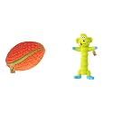 Foodie Puppies Interactive Non-Toxic Soft Latex Chew Squeaky Rugby Ball (Large) &amp; Natural Latex Rubber Squeaky (Green Monkey) Dog Toy