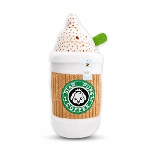 foodie puppies squeaky plush coffee cup toy for dogs amp puppies  interactive soft amp durable cotton chew toy  non-toxic stuffed pet toy for puppies small amp medium dogs