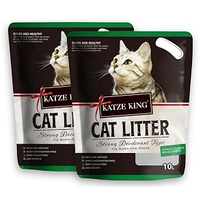 foodie puppies katze king 14kg20l cat litter with apple fragrance - 7kg10l x pack of 2  clay granules scoop-able non-dust  clumps quickly highly absorbent odor control