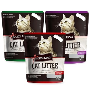 foodie puppies katze king 21kg30l exclusive highly absorbable scoopable cat litter with 3 different fragrances - combo10l x 3pack with strong odour control amp natural bentonite clay granules