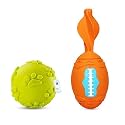 Foodie Puppies Latex Dog Squeaky and Chew Toy Combo of 2 (Squeaky Claw Ball - S & Skittle Squeaky Toy) | Embossed Design for Teething, Fetching, Chewing and Playing
