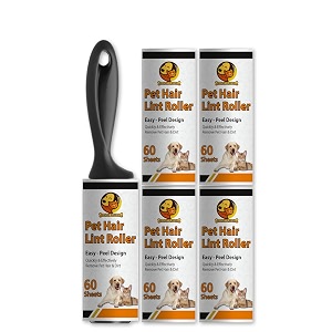 foodie puppies pet hair remover lint roller with handle and 4 refills 300 sheets hair remover for dogs and cats ideal for clothes furniture coats car seats carpets fabric and dust cleaning