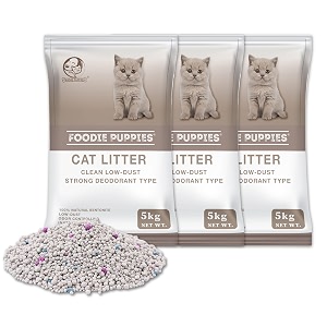 foodie puppies natural bentonite cat litter sand - 15kg with lavender fragrance for cats and kittens  clean low-dust strong deodorant litter tray refill with odor controlling and instant clumping
