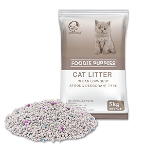 foodie puppies natural bentonite cat litter sand - 5kg with lavender fragrance for cats and kittens  clean low-dust strong deodorant litter tray refill with odor controlling and instant clumping