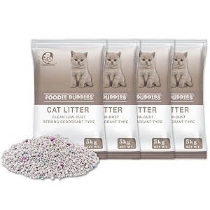 foodie puppies natural bentonite cat litter sand - 20kg with lavender fragrance for cats and kittens  clean low-dust strong deodorant litter tray refill with odor controlling and instant clumping