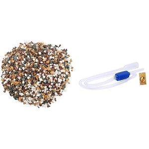 foodie puppies natural gravel mix marble 5kg 7mm - 13mm amp outdoor pebble amp siphon pump for aquariumfish tank cleaning tool - 17 meter