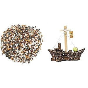 foodie puppies natural gravel mix marble 5kg 7mm - 13mm amp outdoor pebble amp underwater sailing brown ship aquarium decoration ornamentstoy piece 21cm x 16cm x 7 cm