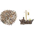 Foodie Puppies Natural Gravel (Mix Marble, 5Kg) (7mm - 13mm) &amp; Outdoor Pebble &amp; Underwater Sailing Brown Ship Aquarium Decoration Ornaments/Toy Piece (21cm X 16cm X 7 cm)