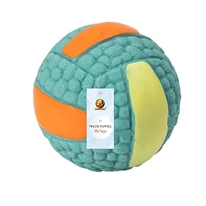 foodie puppies natural latex rubber squeaky volley ball dog toy - green large  small medium dogs amp puppy  durable fetch amp chew safe play toy  reduce separation anxiety diameter 10 cm