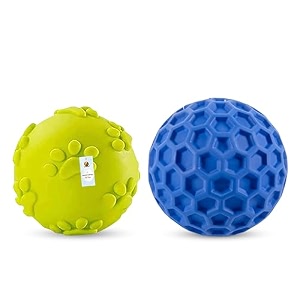 foodie puppies natural rubber squeaky chew ball toy combo for dogs golf  claw ball large  tough durable interactive dog toy for medium amp large breeds  non-toxic rubber for aggressive chewers
