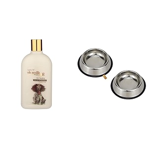 foodie puppies naturally organic oh my dog paraben free ultimate pet shampoo de-tangling 500ml amp stainless steel bowl700ml mediumpack of 2