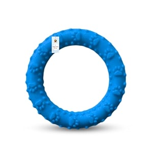 foodie puppies dog paw print rubber chew ring toy - small for puppies and small dogs interactive teeth cleaning playing training and fetch toys  good dental and gum health