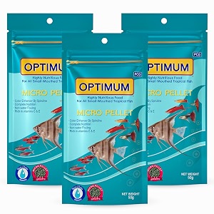foodie puppies optimum micro pellet fish food 50g x 3 for all small-mouthed tropical fish highly nutritious food with free key ring