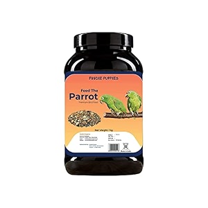 foodie puppies parrot bird food for big parrot birds - 1kg container mix seeds fortified with almonds peanuts pumpkin seeds amp red chillis for african grey macaw cockatoo indian amp other parrots