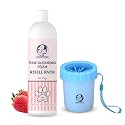 Foodie Puppies Paw Cleaner Combo for Dogs and Cats | Paw Cleaner Silicone Bristle Cup (Small) and Strawberry Foam Refill - 500ml | No-Rinse, Quick Dry, Lick-Safe, Moisturising and Freshening