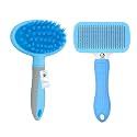 Foodie Puppies Pet Grooming Combo of Self-Cleaning Slicker and Massage Handle Brush for Dogs &amp; Cats | Push-Button Clean, Retractable Teeth &amp; Soft Silicone Bristle | Hair Remover Grooming Handle Brush