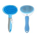 Foodie Puppies Pet Grooming Combo of Self-Cleaning Slicker and Massage Handle Brush for Dogs & Cats | Push-Button Clean, Retractable Teeth and Soft Bristles Hand Brush | Hair Remover Grooming Comb