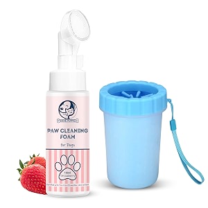 foodie puppies pet paw care 2-in-1 combo of paw cleaning foam strawberry 150ml amp paw cleaner large for dogs amp puppies  moisturizes amp softens dry chapped paws  quick cleaning remove dirt amp muds