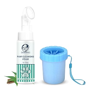 foodie puppies pet paw care 2-in-1 combo of paw cleaning foam neem 150ml and paw cleaner small for dogs amp puppies  moisturizes amp softens dry paws  quick cleaning remove dirt amp muds