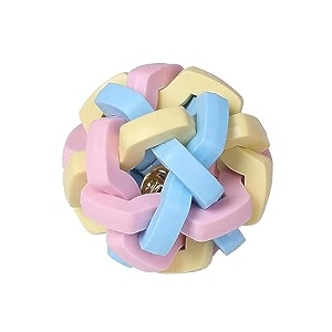 foodie puppies pet woven rainbow ball with bell for small dogs puppies cats kittens amp birds rainbow ball - 65cm  rubber and latex woven ball indoor and outdoor dog fetch chewing ball