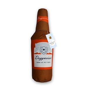 foodie puppies squeaky plush dog toy for dogs amp puppies doggweiser bottle 27cm  soft stuffed non-toxic chew toy for teething fetch amp interactive play  suitable for small to medium dogs