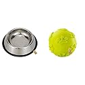 Foodie Puppies Stainless Steel Bowl- (1800ml), Large | Non-Skid Rubber Bottom Food/Water Bowl &amp; Natural Latex Rubber Squeaky Ball Dog Toy - (Claw Ball) (Claw)