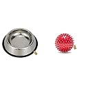 Foodie Puppies Stainless Steel Bowl- (1800ml), Large | Non-Skid Rubber Bottom Food/Water Bowl &amp; Natural Rubber Spike Ball - 2.5inch/ 6.35cm